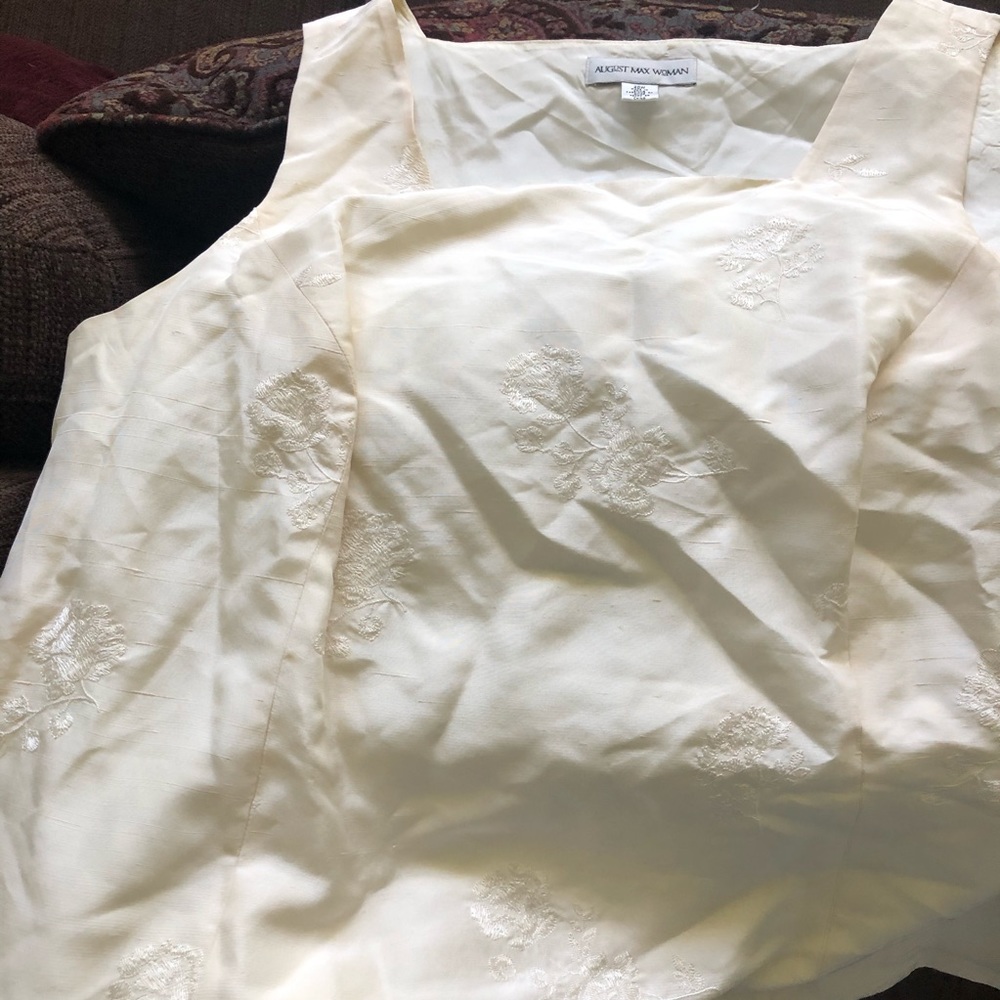 Vintage Sleeveless Embroidered Silk Dress Top